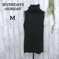 セブンデイズサンデイ タートルネックニットベスト M 紺 ネイビー