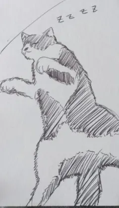 手描きイラスト 猫 アナログイラスト - メルカリ