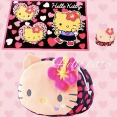 新品★ ハローキティ ポーチ付き ブランケット ひざ掛け ギャル ヒョウ柄