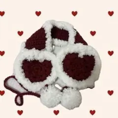 イヤーマフハート 編み物 赤