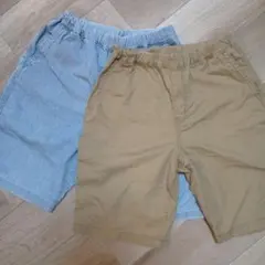 UNIQLO 半ズボン 160cm ストライプ・ベージュ