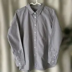 【新品未使用】無印良品　グレーストライプシャツ　S