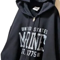 チャンピオン ユナイテッドステートマリーンズ フルジップパーカー黒2XL古着