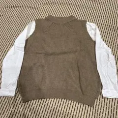 レプシィムベスト見え　袖切り替えニット
