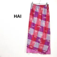 【激レア】HAI リメイク風 チェック柄 マキシ丈ロングスカート ピンクS〜Mのサムネイル