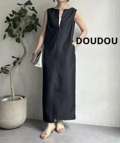 美品　DOUDOU　ドゥドゥ　JAPANデニム　タンクワンピース　ブラック　F
