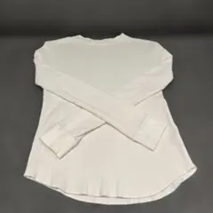 ホワイト　白　リブ編み　長袖　トップス　切りっぱなし　Sサイズ　GU