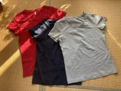3枚セット 半袖Tシャツ 赤 ネイビー グレー
