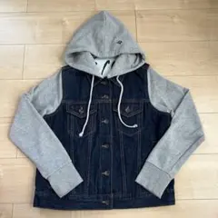 デニムジャケット　パーカー付きGジャン　M