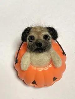 パグ  羊毛フェルトパグ  ハロウィン