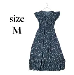 海外古着☆SHEIN フラワープリント 半袖ロングワンピース M