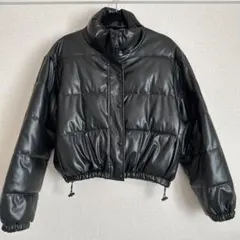 【美品】フェイクレザー ショート　ダウン風ジャケット 韓国