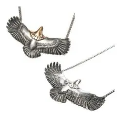 【2色セット】イーグル ネックレス♪シルバー ゴールド メンズ お揃い カップル