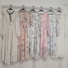 レディースワンピース ロングワンピース 6枚まとめて 花柄 長袖 M S ドット