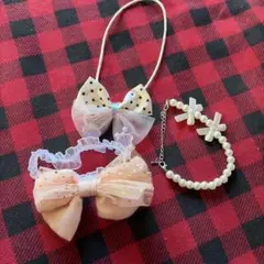 リボンデザイン ヘアアクセサリーセット犬用