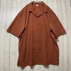 ≪UNIQLO≫ユニクロ　半袖オープンカラーシャツ　オレンジ　綿混　ＸＬ　大きい