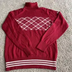 adidas 赤 ダイヤモンドパターン セーター S