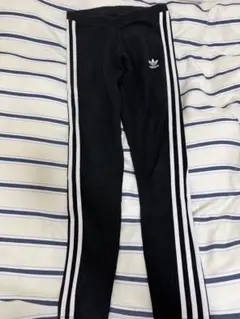 adidas ブラック ストライプ レギンス S