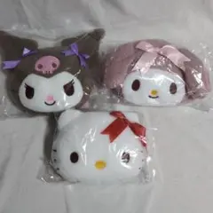 マイメロディ・ハローキティ・クロミ ふわふわフェイスポシェット　3個セット
