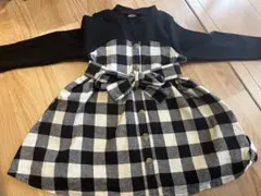 プティマイン　長袖ワンピース ギンガムチェック