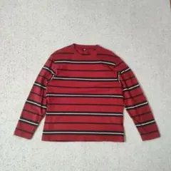 OLD UNIQLO ボーダー ロングスリーブTシャツ 赤×黒 M d