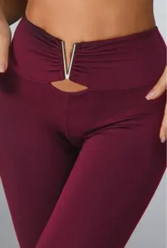 【値下げ】ZASUWA ハイウエスト ヨガパン ワインレッド サイズ S