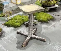 盆栽山野草野外飾り台 セメントのギボク 高さ60センチ 擬木のプロ造