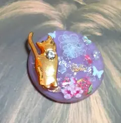 379♡在庫整理中　天然石　ゴールド猫　自由に加工致します๑•᎑•๑