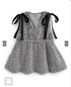 GRL Vネックリボンファーペプラムチュニック[gn333]