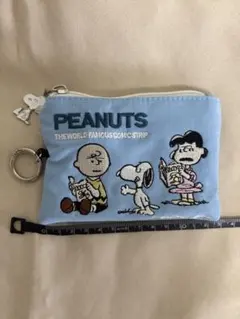 【新品】スヌーピー PEANUTS 刺繍 マルチキーケース パスケース 水色