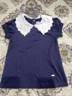 メゾピアノ 半袖 Tシャツ レース ネイビー 120