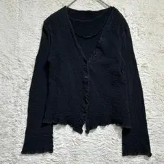 美品　イッセイミヤケ　ブラック メッシュカーディガン　黒　サイズ2 美品 イッセイミヤケ ブラック メッシュカーディガン 黒 サイズ2