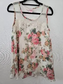 Jelly Clip フラワープリント ノースリーブチュニック