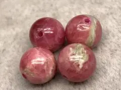 TP498-6ロードナイト薔薇石　天然石ビーズセット　パーツ