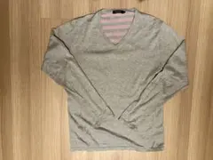 バーバリー BLACK LABEL シルク&綿セーター サイズ3 グレー/ピンク