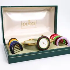 稼働 GUCCI 腕時計 チェンジベゼル バングル ベゼル11個 外箱 3381 