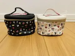 ミッキー&ミニー ミニバニティポーチ ブラック&ホワイト2個セット