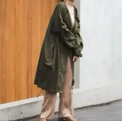 オリーブグリーン スプリングコート Kastane ミリタリーガスコート カーキ