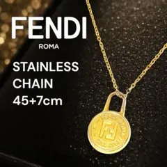 美品 Fendi FFロゴ ネックレス ゴールド スネークチェーン60cm付き