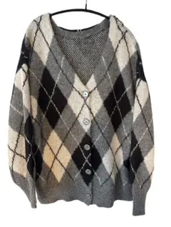 INGNI ニットガーディガン アーガイル柄 グレー