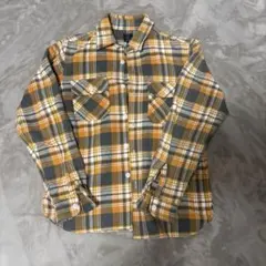 チェック柄ネルシャツ オレンジ グレー