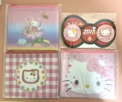 【新品未開封】キティ50th ポーチ3個 & 缶バッジ1個 セット 一番くじ
