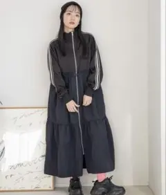 LOWRYSFARM トラックドッキングバルーンワンピース　異素材