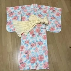美品！花柄 浴衣と帯セット　140