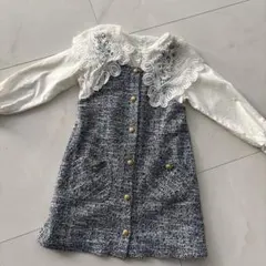 ツイードワンピース レース襟付き