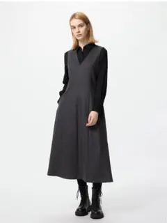 【最終・美品】UNIQLO ブラッシュドジャージージャンパースカート ユニクロ