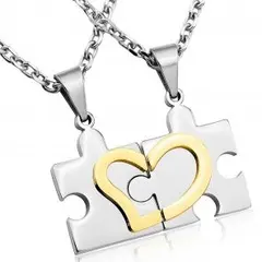 ペアネックレス　ハート　シルバーゴールド　プレゼント　メンズレディース