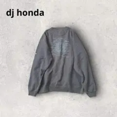djhonda トレーナー スウェット バックプリント ロゴ刺繍 裏起毛 グレー