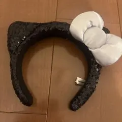 ハローキティ ユニバ usj カチューシャ 黒 スパンコール