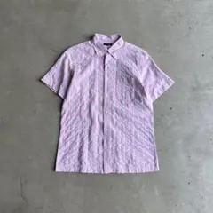 00s Burberry London 半袖シャツ 立体ストライプ ピンク LL